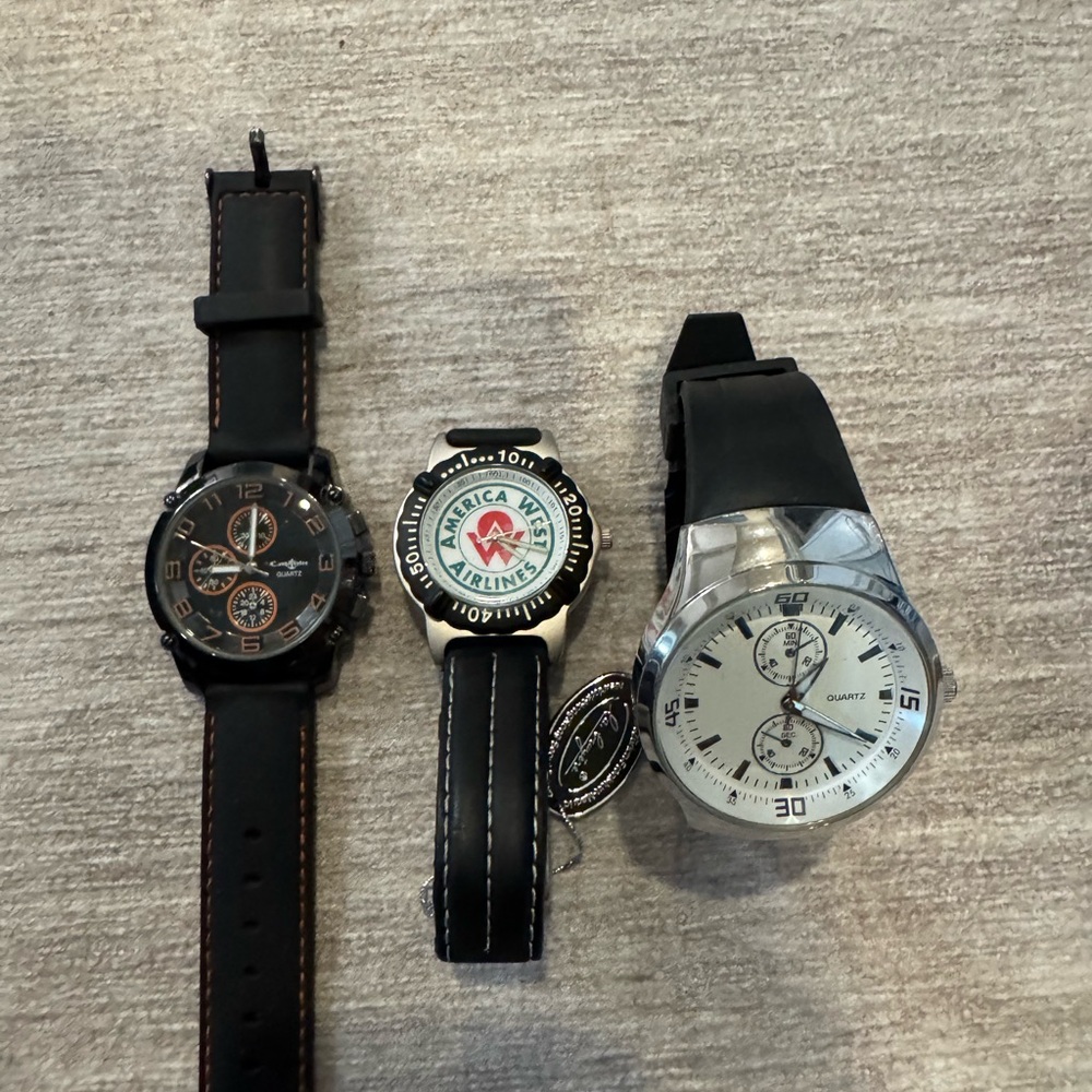 Black and Silver Watch Lot of 3